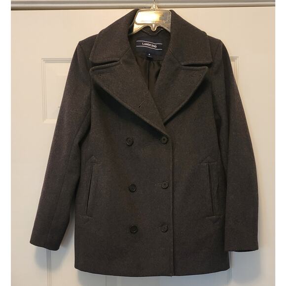 Lands End Wool Blend Women's Double Breasted Pea Coat Gray Size 4 - Picture 16 of 16